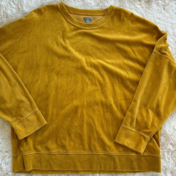 aerie mustard gold drop shoulder velvet sweater, size XL - Picture 1 of 5